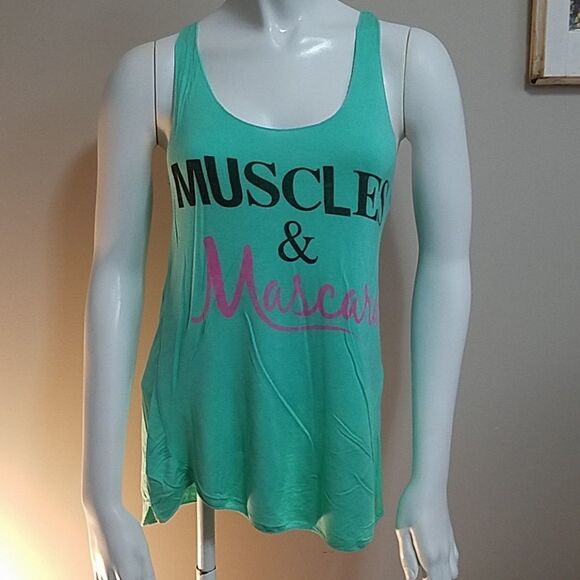 Acting Pro Green "Muscles & Mascara" Tank Top (S) - Picture 1 of 5